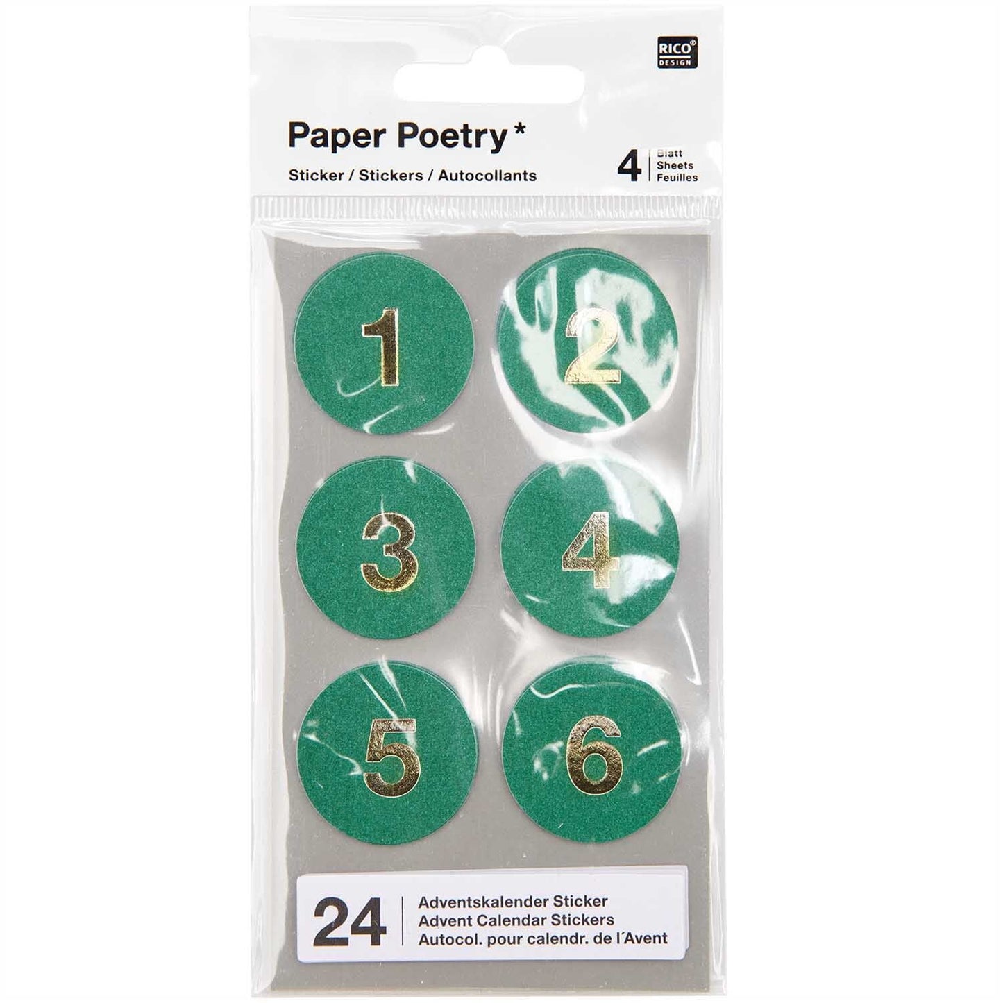 Sticker Set - Adventskalenderzahlen, diverse Farben