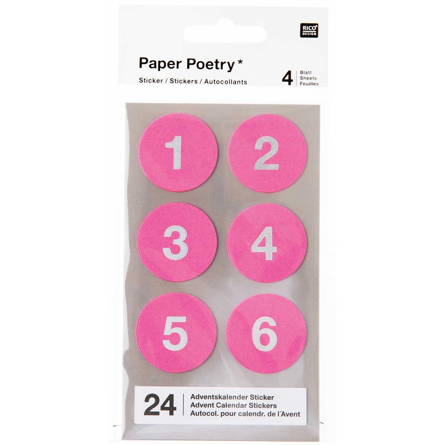 Sticker Set - Adventskalenderzahlen, diverse Farben