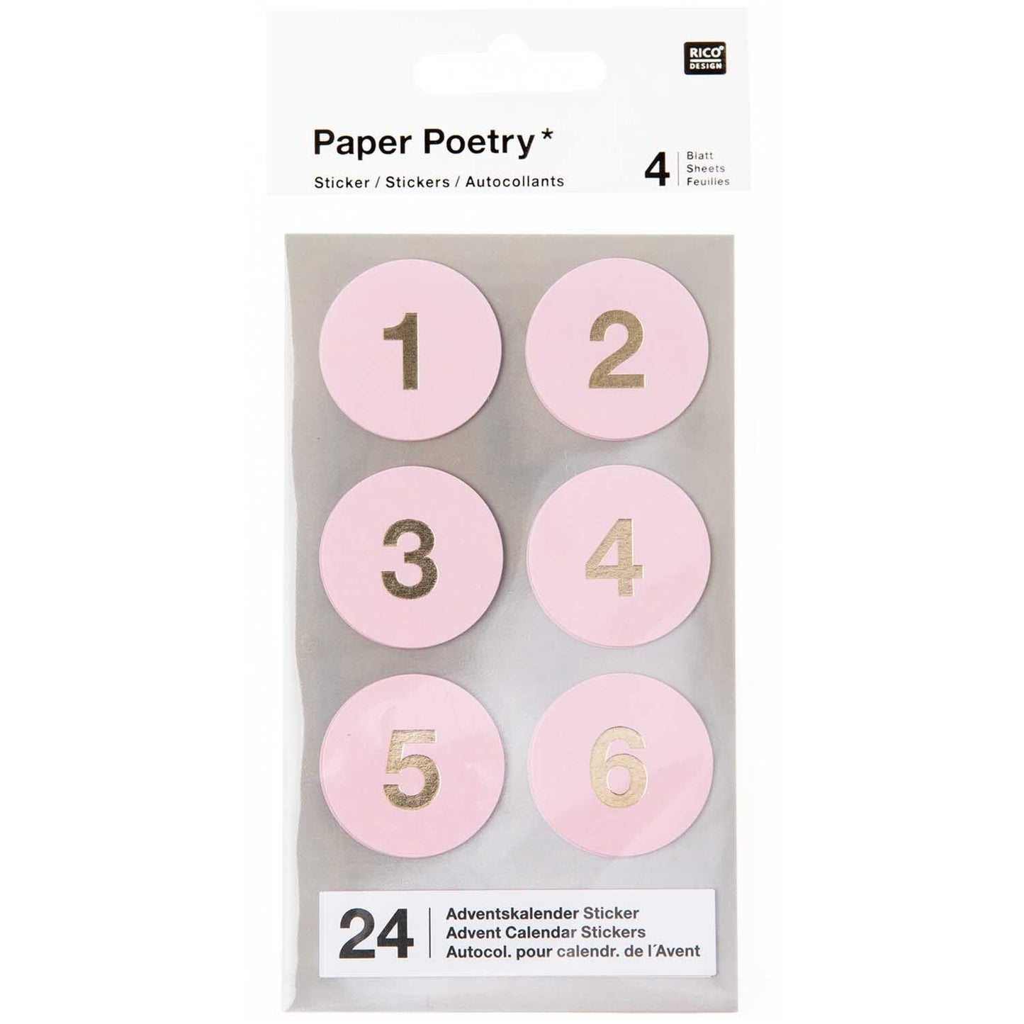 Sticker Set - Adventskalenderzahlen, diverse Farben
