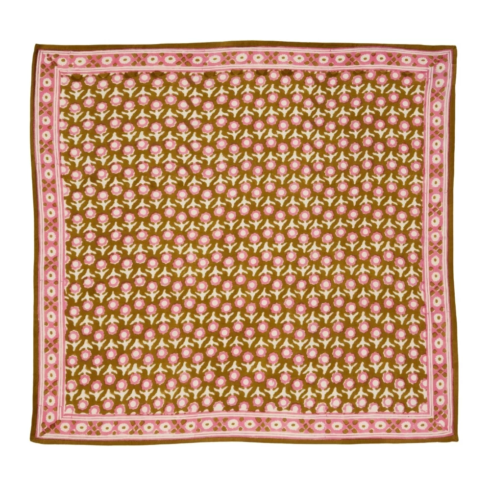 Tuch - Blumen, rosa/oliv