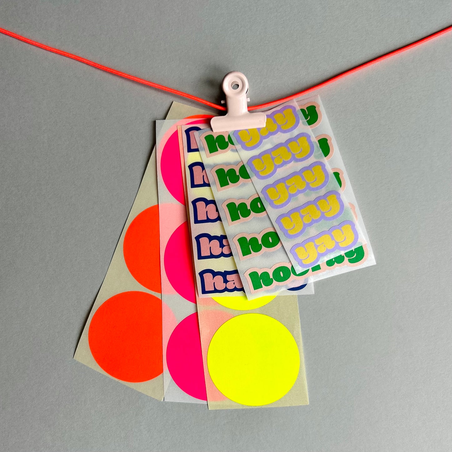 Sticker Set - hooray & neon dots