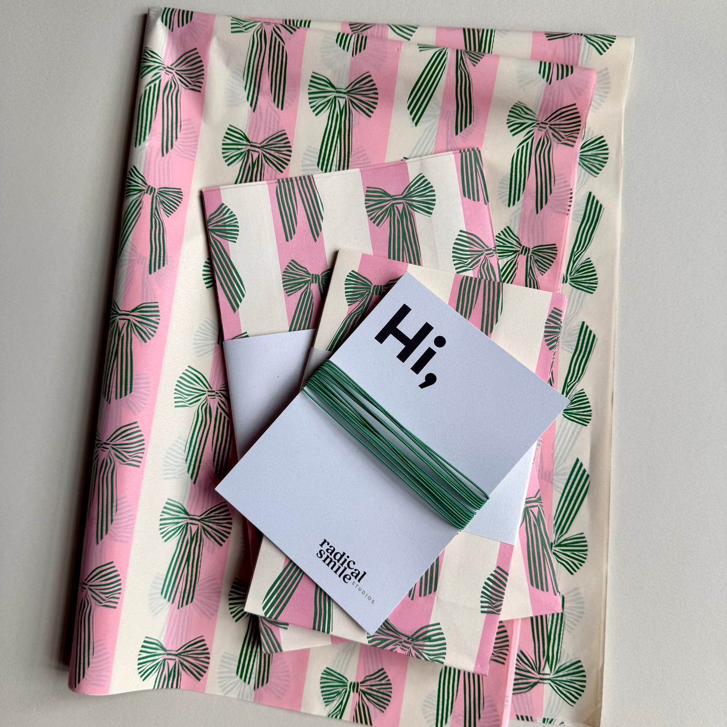 Seidenpapier - Schleifen, rosa/grün