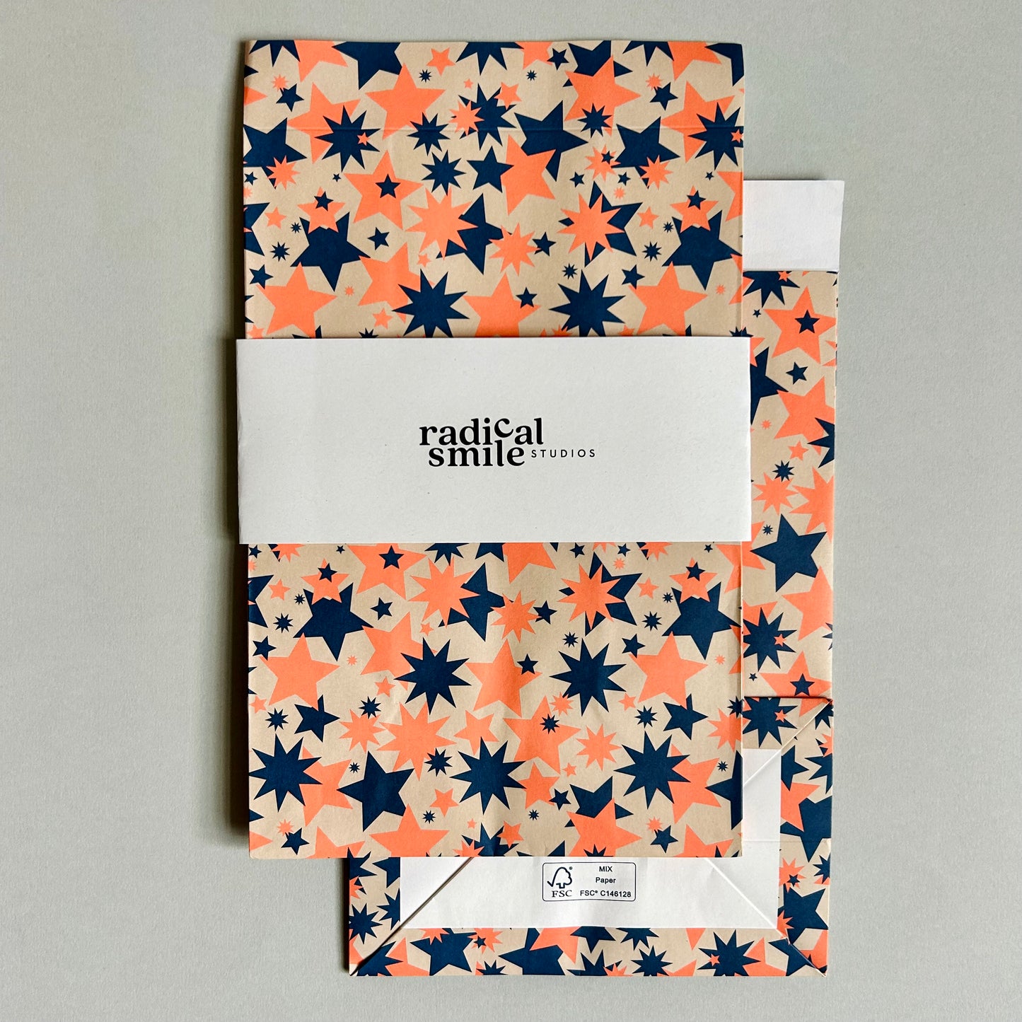 Blockbottombags - Sterne, navy/orange, diverse Größen