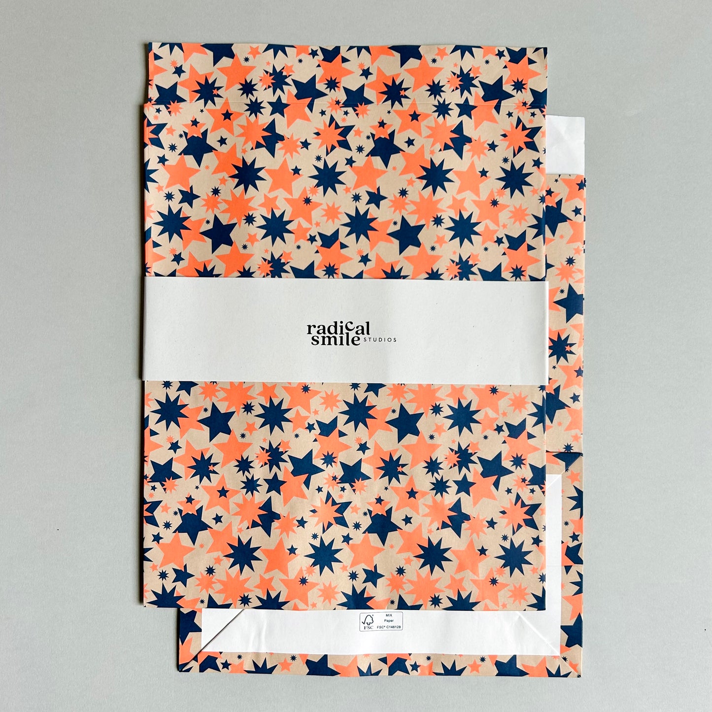 Blockbottombags - Sterne, navy/orange, diverse Größen