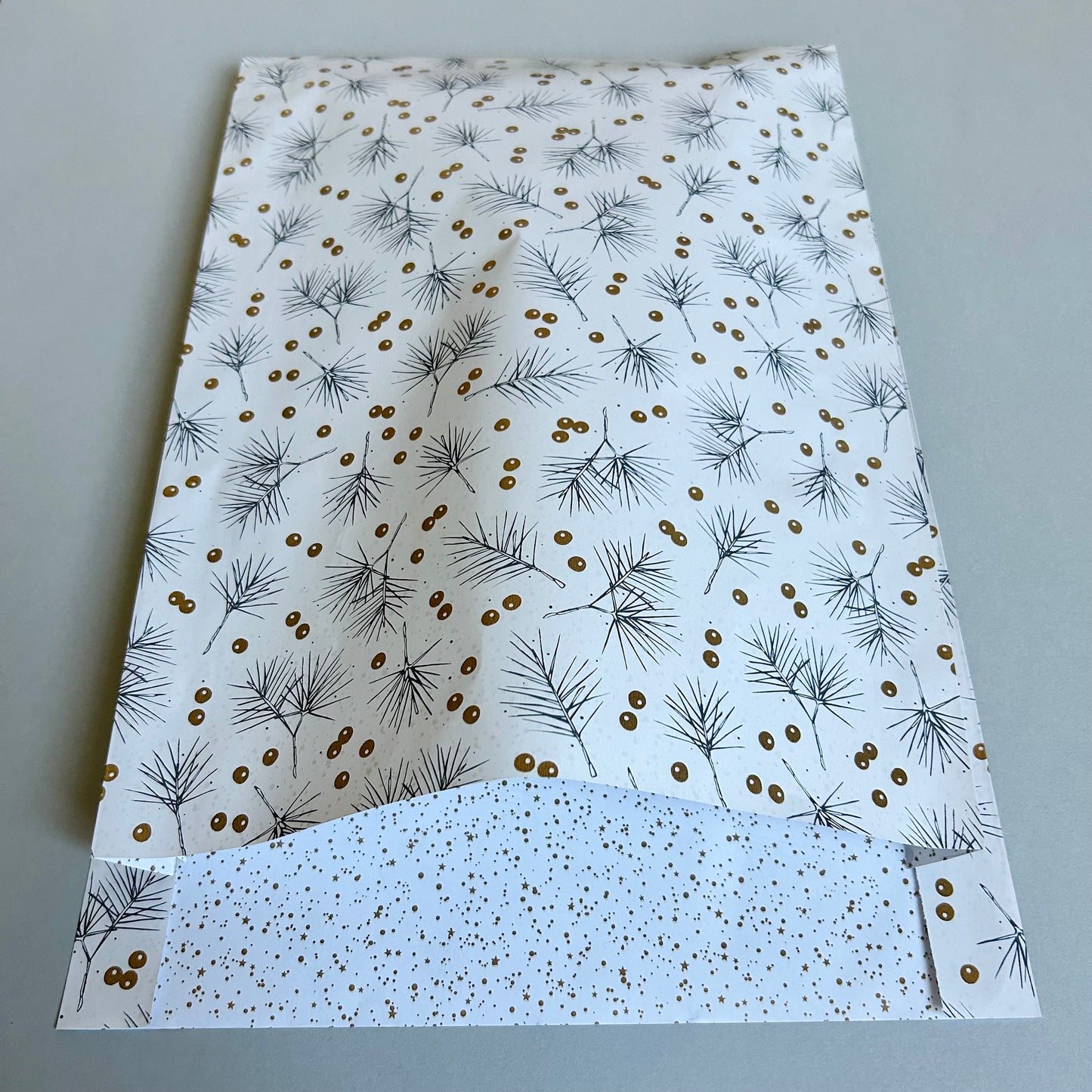 Flatbags - Zweige & Beeren, weiß/gold
