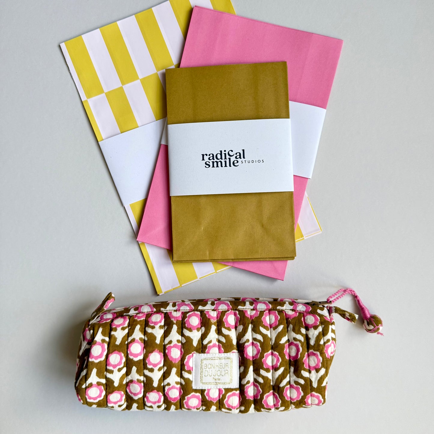 Flatbags - Blockstreifen, gelb/hellrosé