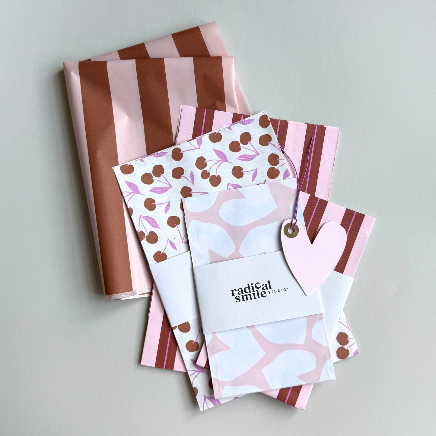 Flatbags - Streifen, rosé/hellbraun/pink