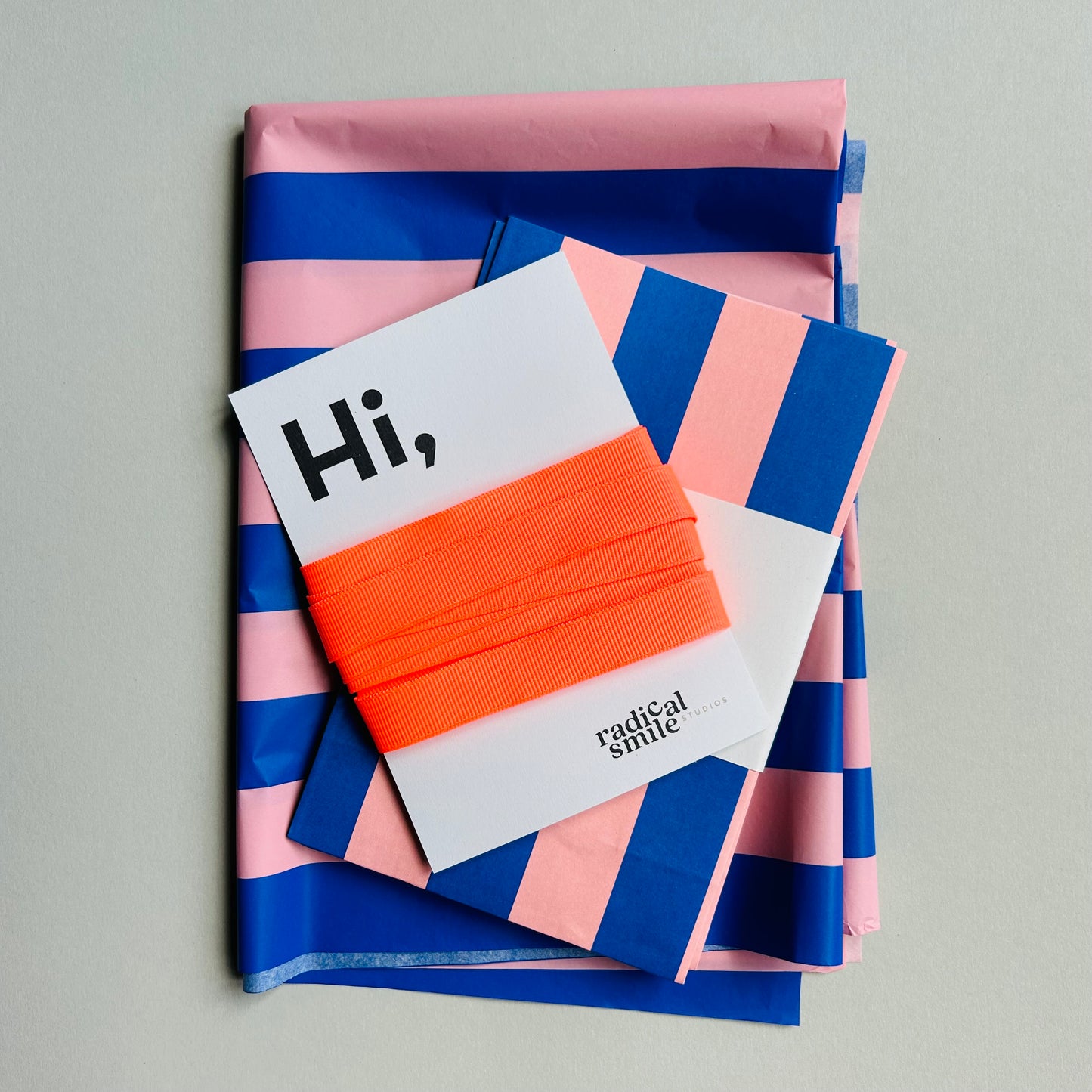 Seidenpapier - Blockstreifen, cobalt/rosa