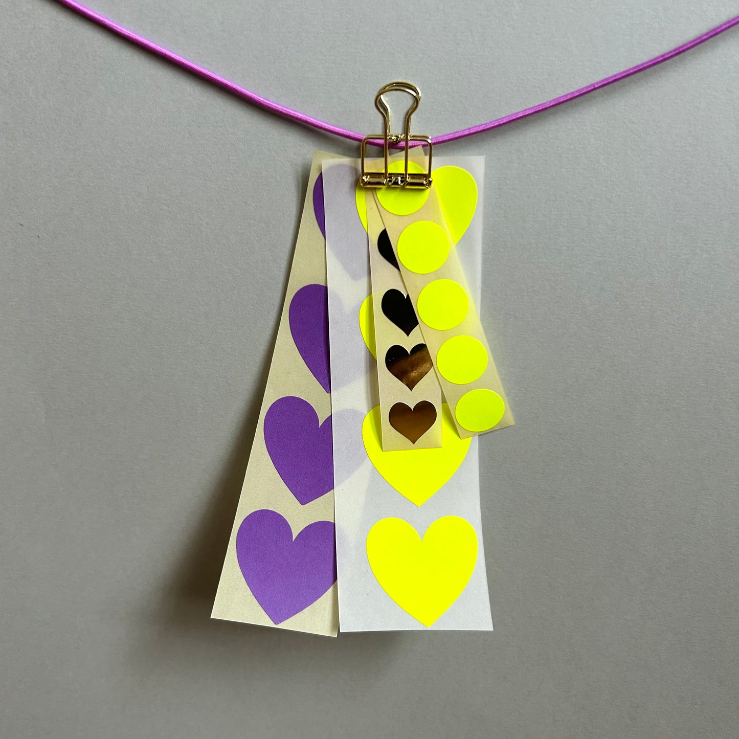 Sticker Set - Herzen, lila/neon gelb