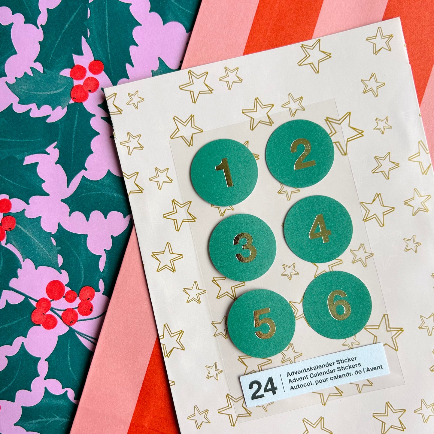 Sticker Set - Adventskalenderzahlen, diverse Farben
