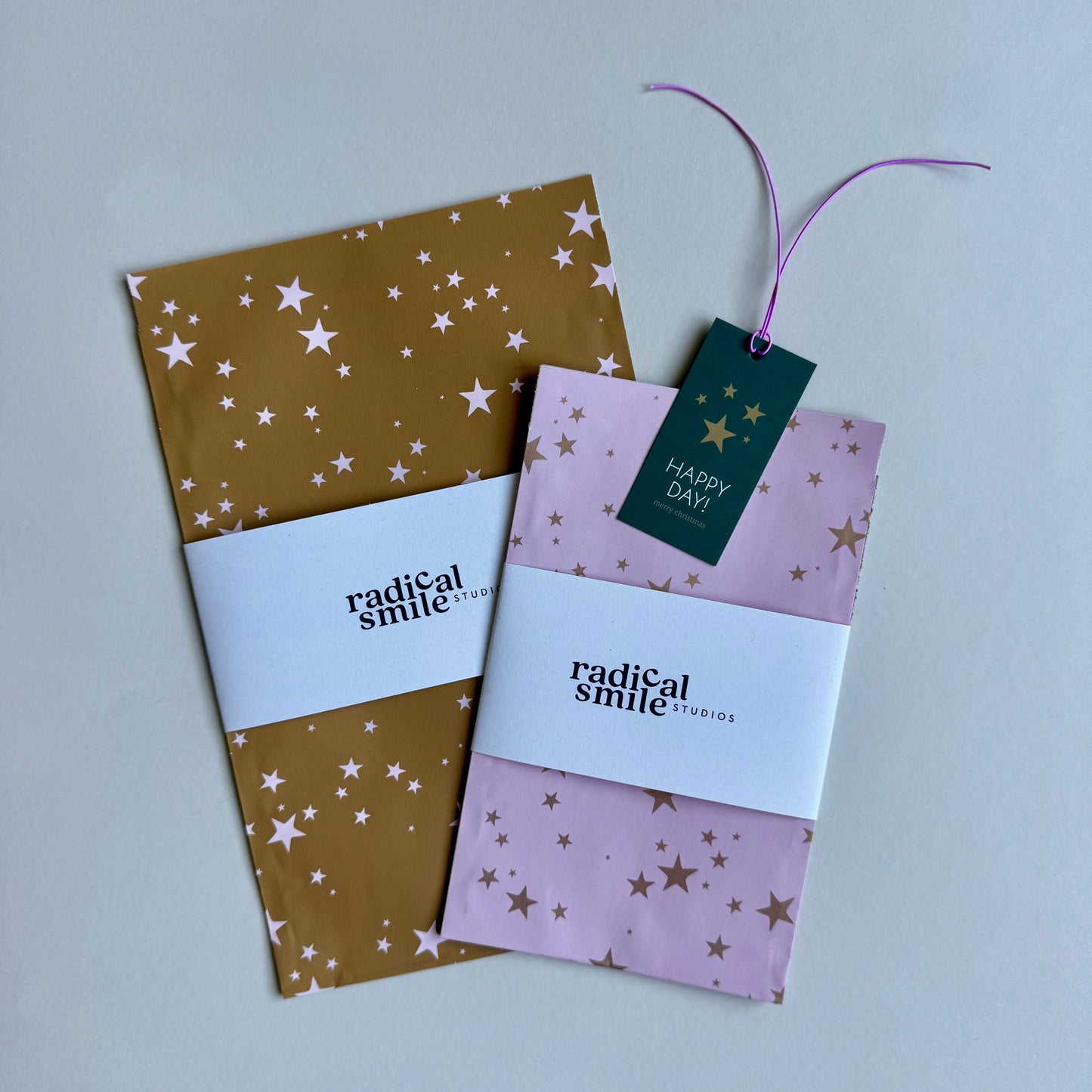 Flatbags -Sterne, cognac/rosa