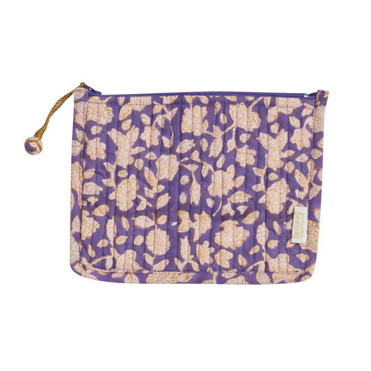 Kleine gesteppte Tasche -  Blumenmuster, lila