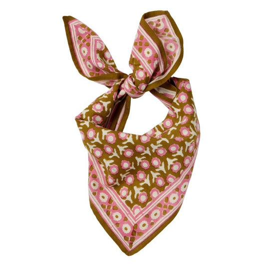 Tuch - Blumen, rosa/oliv