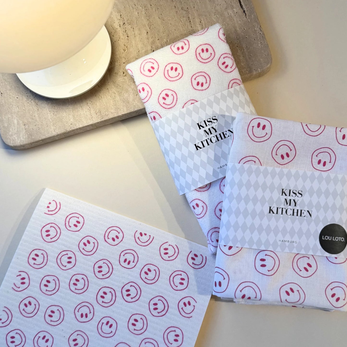 Schwammtuch - Smileys, diverse Farben