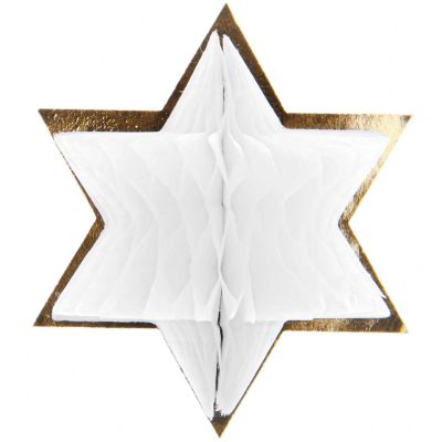 Wabenpapiersticker - Sterne, weiß/gold