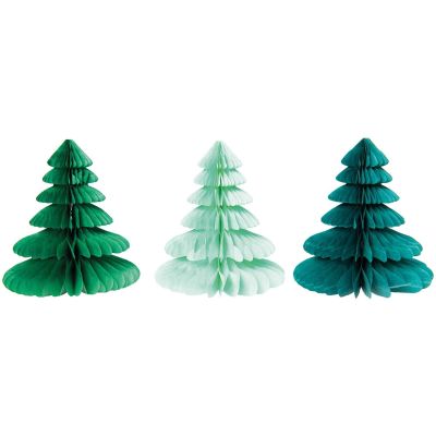 Weihnachtsbaum 3-er Set  - Wabenpapier, grün