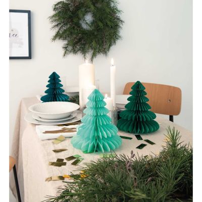 Weihnachtsbaum 3-er Set  - Wabenpapier, grün