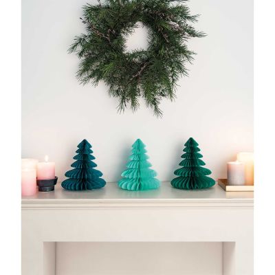 Weihnachtsbaum 3-er Set  - Wabenpapier, grün