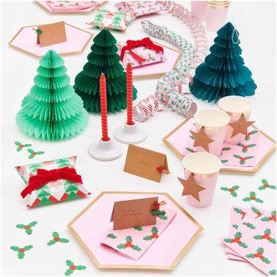 Weihnachtsbaum 3-er Set  - Wabenpapier, grün
