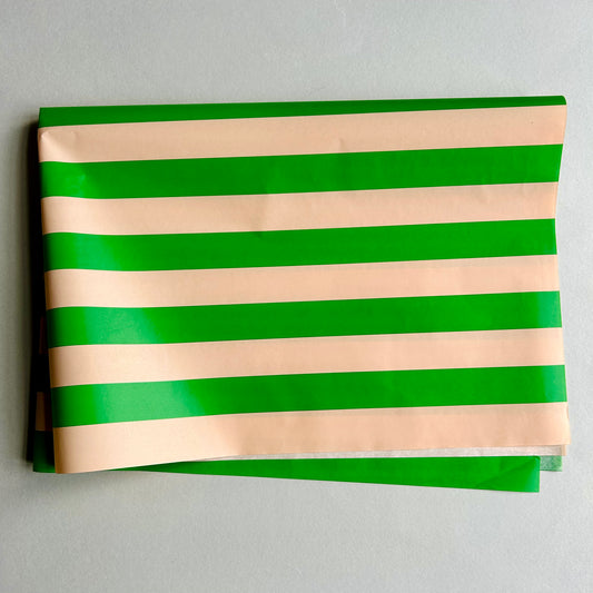 Seidenpapier - Blockstreifen, grün/peach