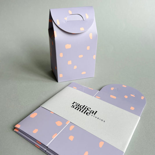 Geschenk Box Set - unregelmäßige Punkte, flieder/neon orange
