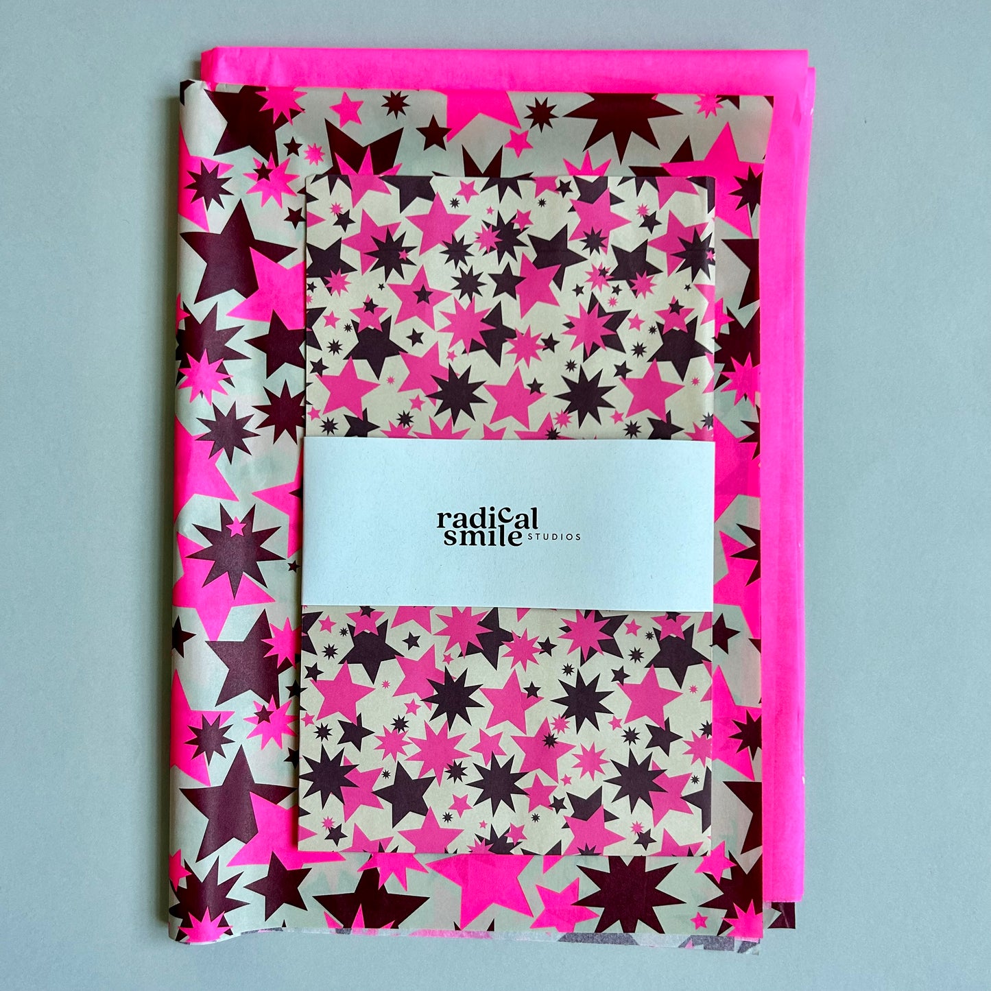 Seidenpapier - Sterne, aubergine/pink