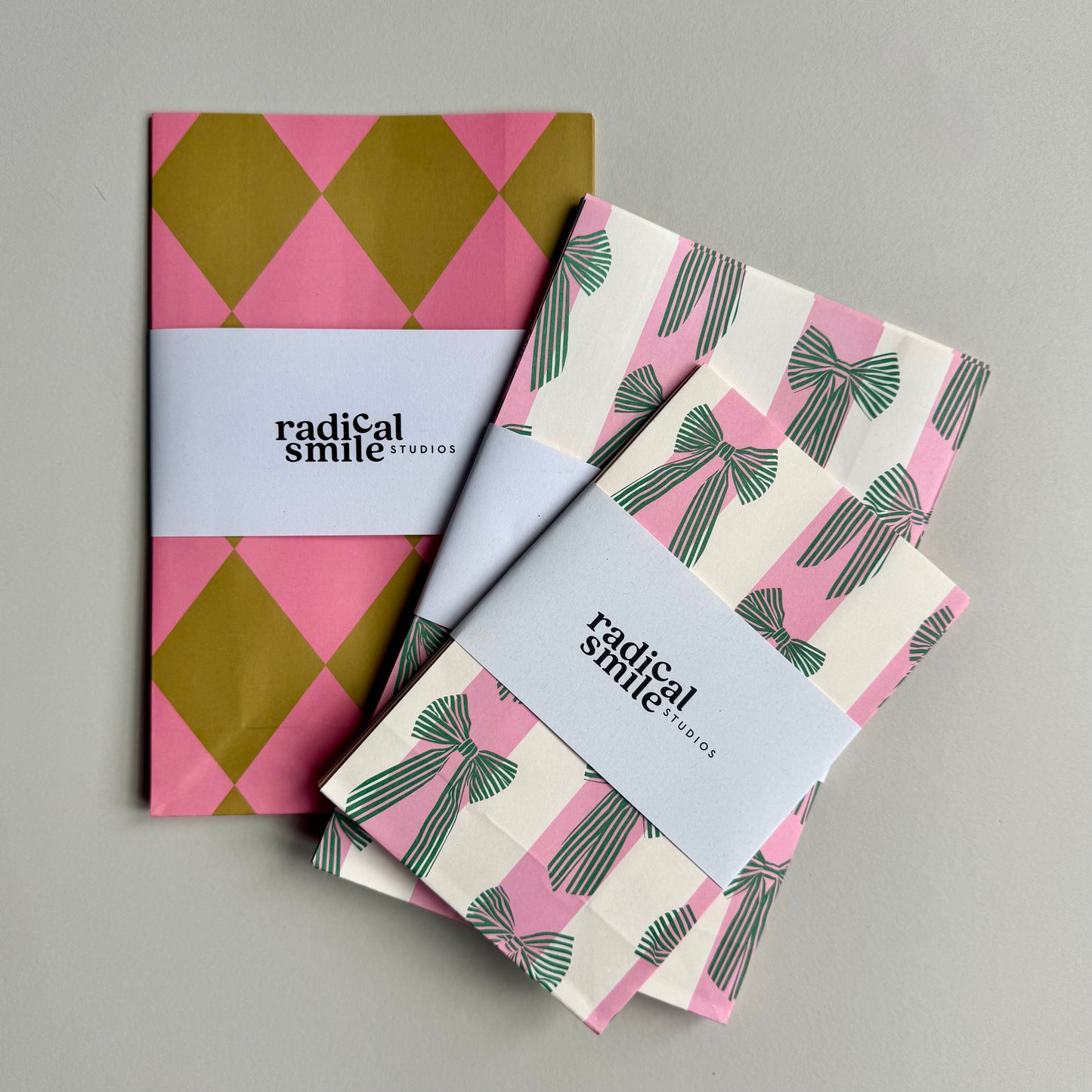 Blockbottombag - Raute, rosa/oliv