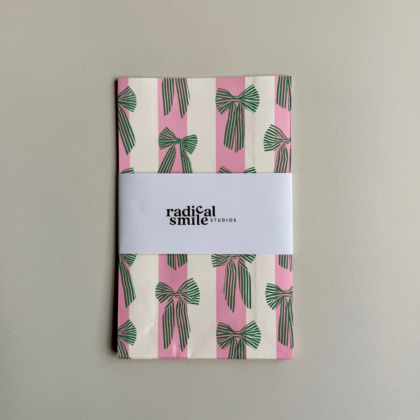 Blockbottombag - Schleifen, rosa/grün