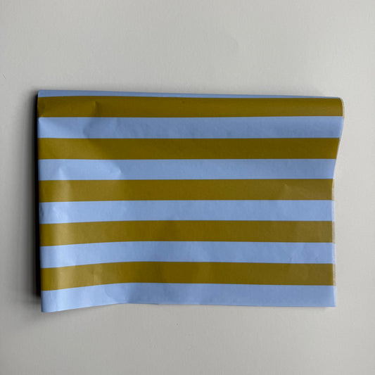 Seidenpapier - Blockstreifen, hellblau/oliv