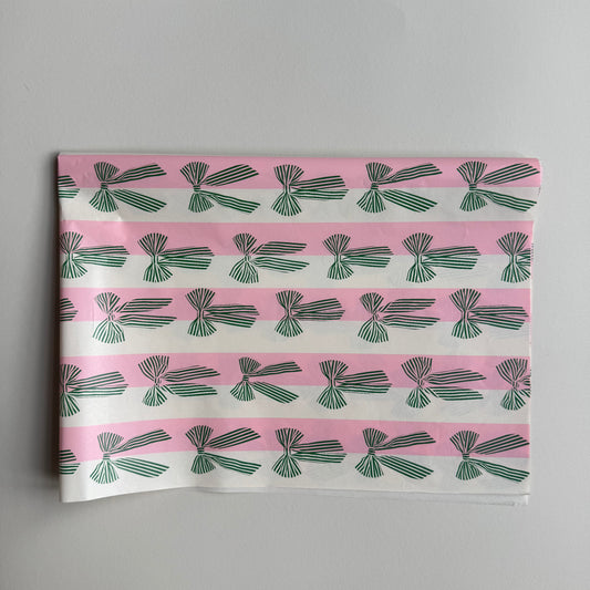 Seidenpapier - Schleifen, rosa/grün