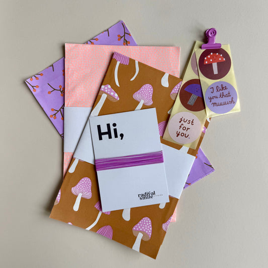 Flatbags - Pilze, cognac/rosa