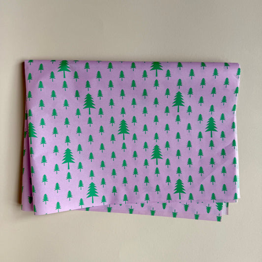 Seidenpapier - Tanne, rosa/grün