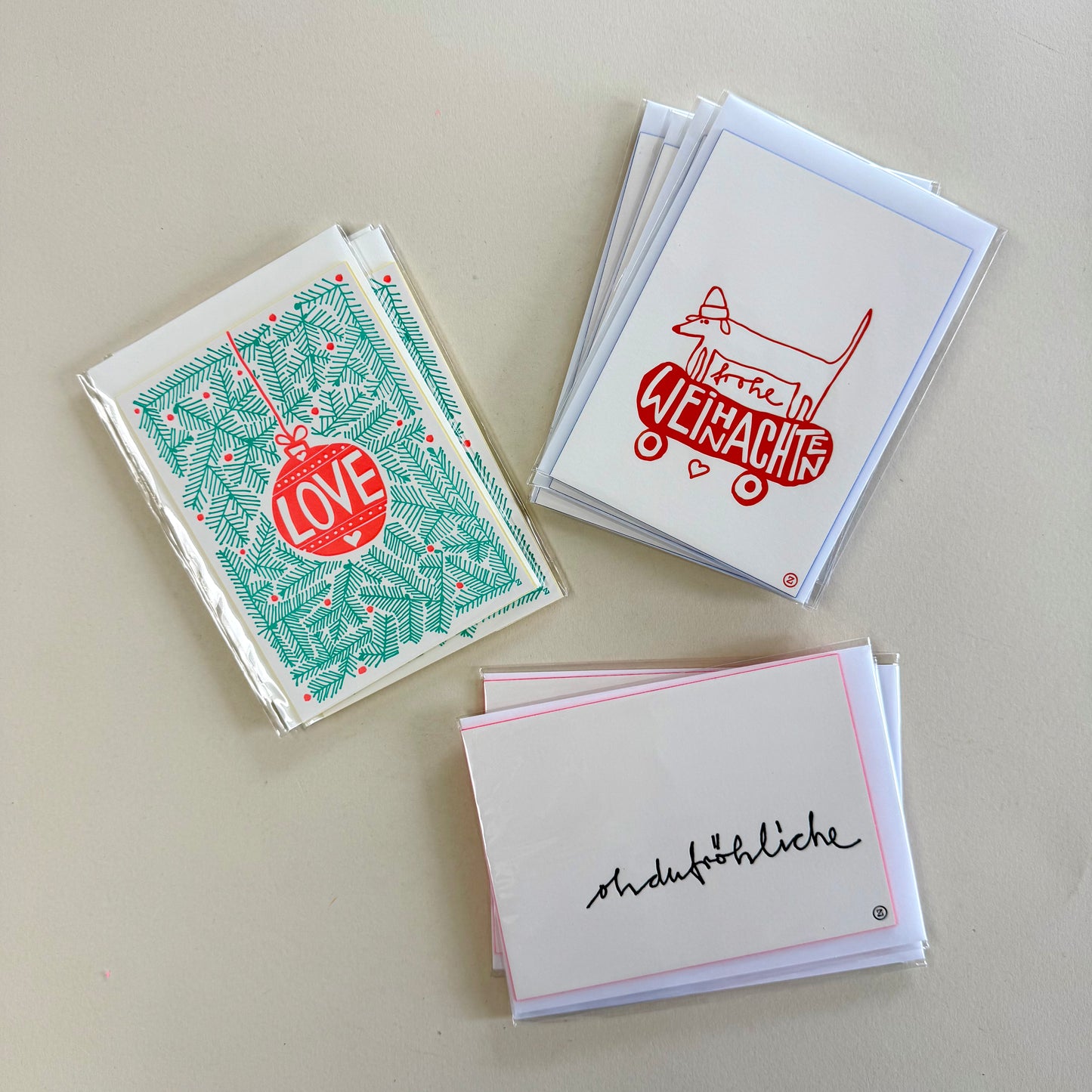 Postkarten - Letterpresse Weihnachten, diverse Motive