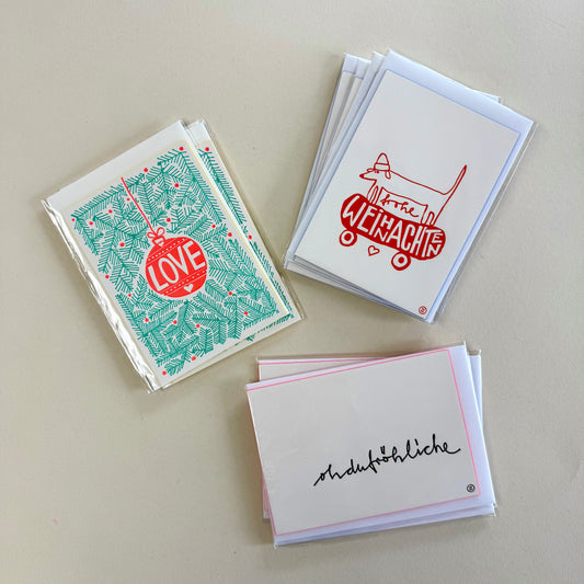 Postkarten - Letterpresse Weihnachten, diverse Motive