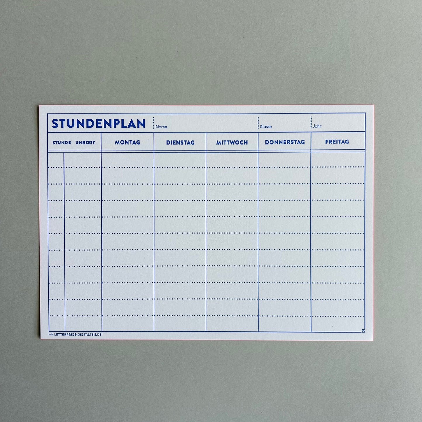 Stundenplan - Letterpress