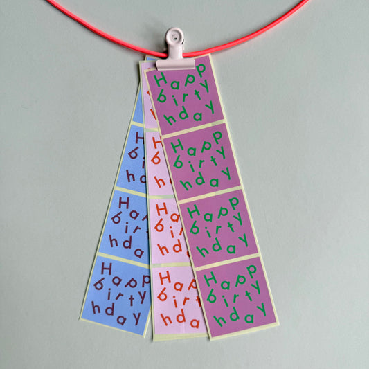 Sticker Set - 'Happy Birthday', eckig