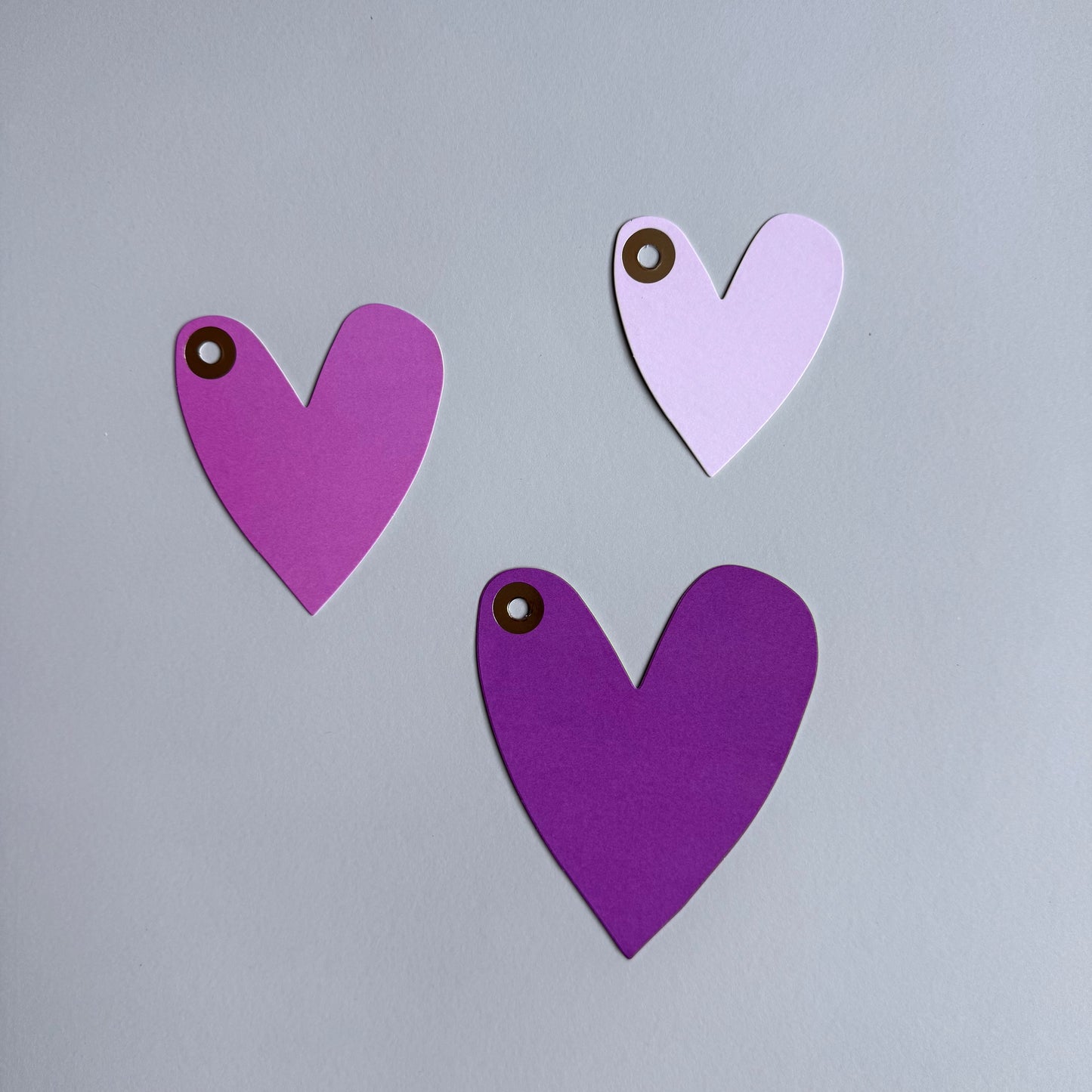 Geschenkanhänger - Set, Herzen uni lila