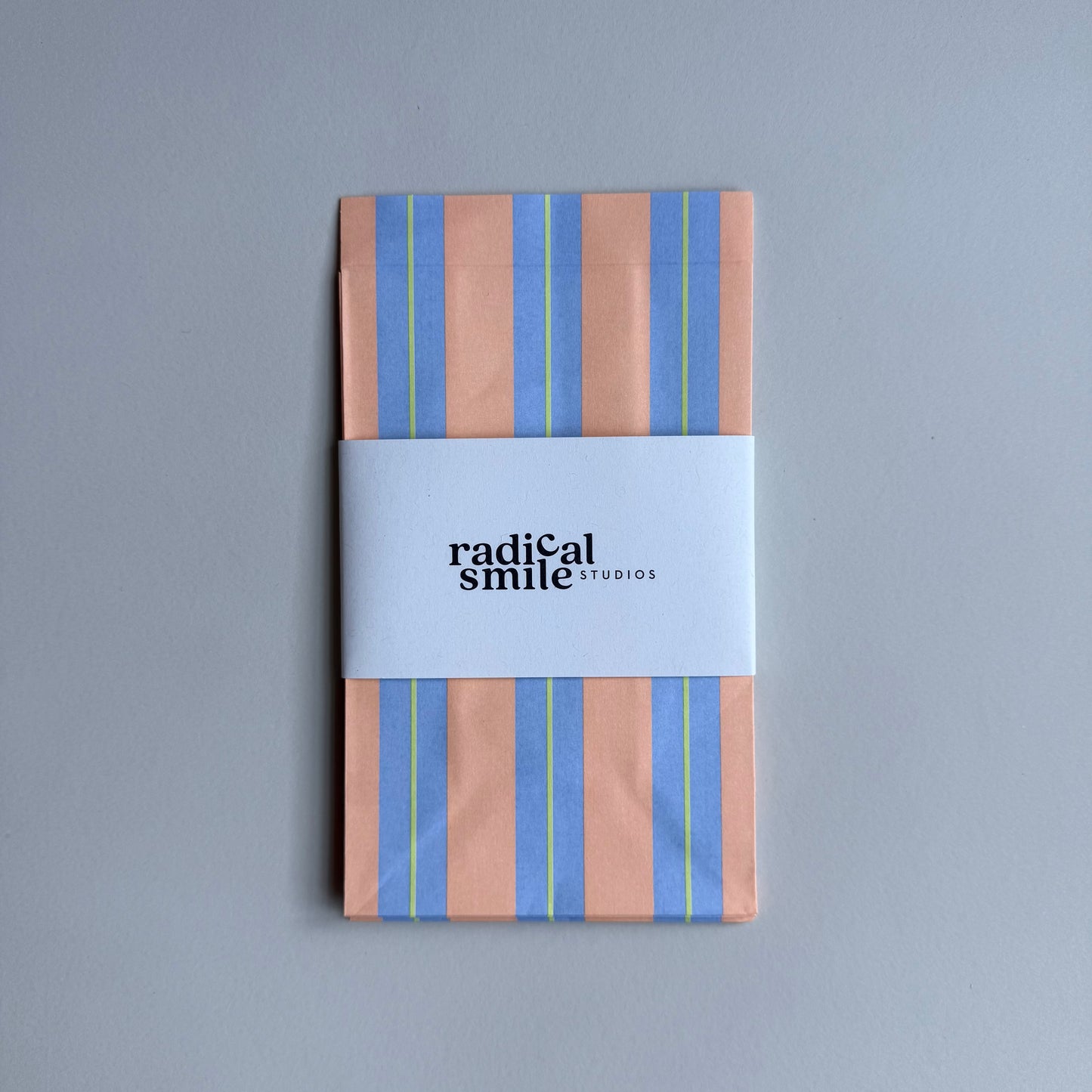 Blockbottombag - Streifen, hellblau/apricot/lime