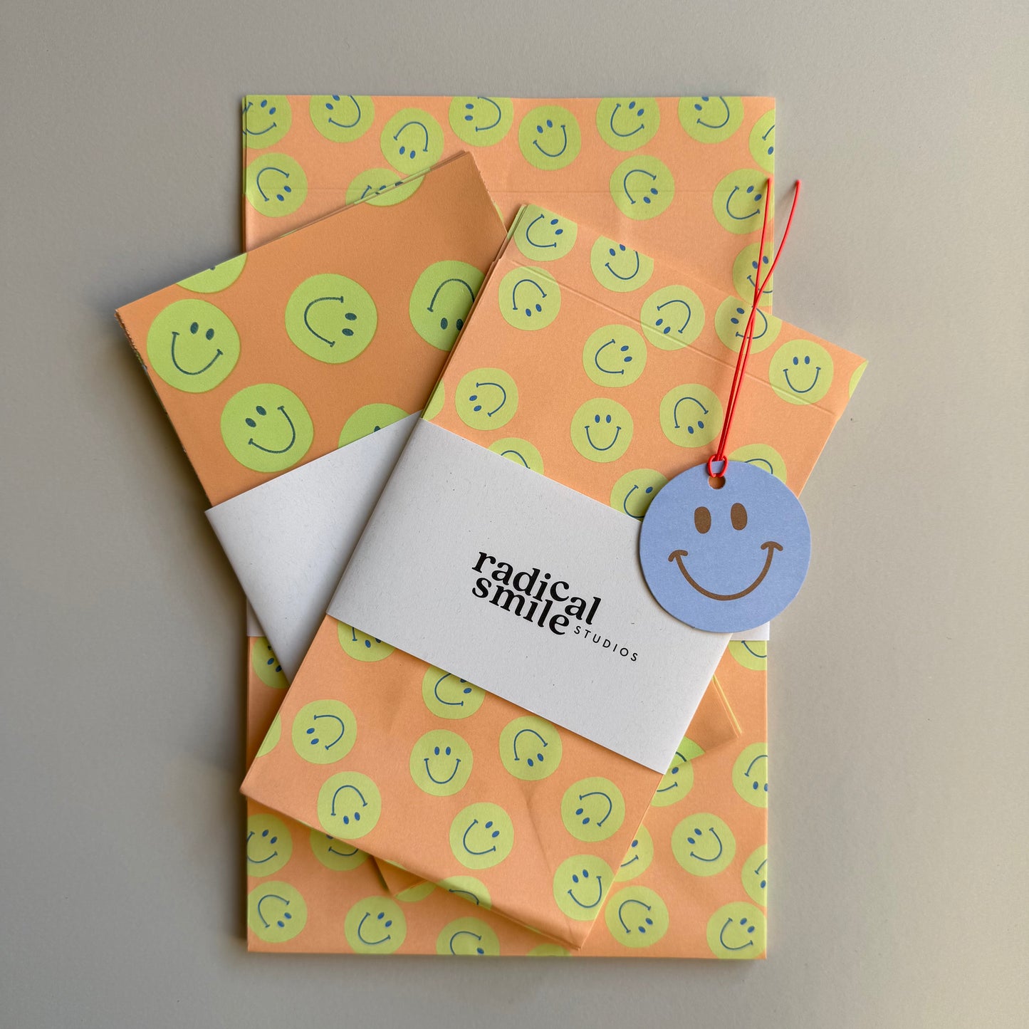 Blockbottombag - Smileys, apricot/lime