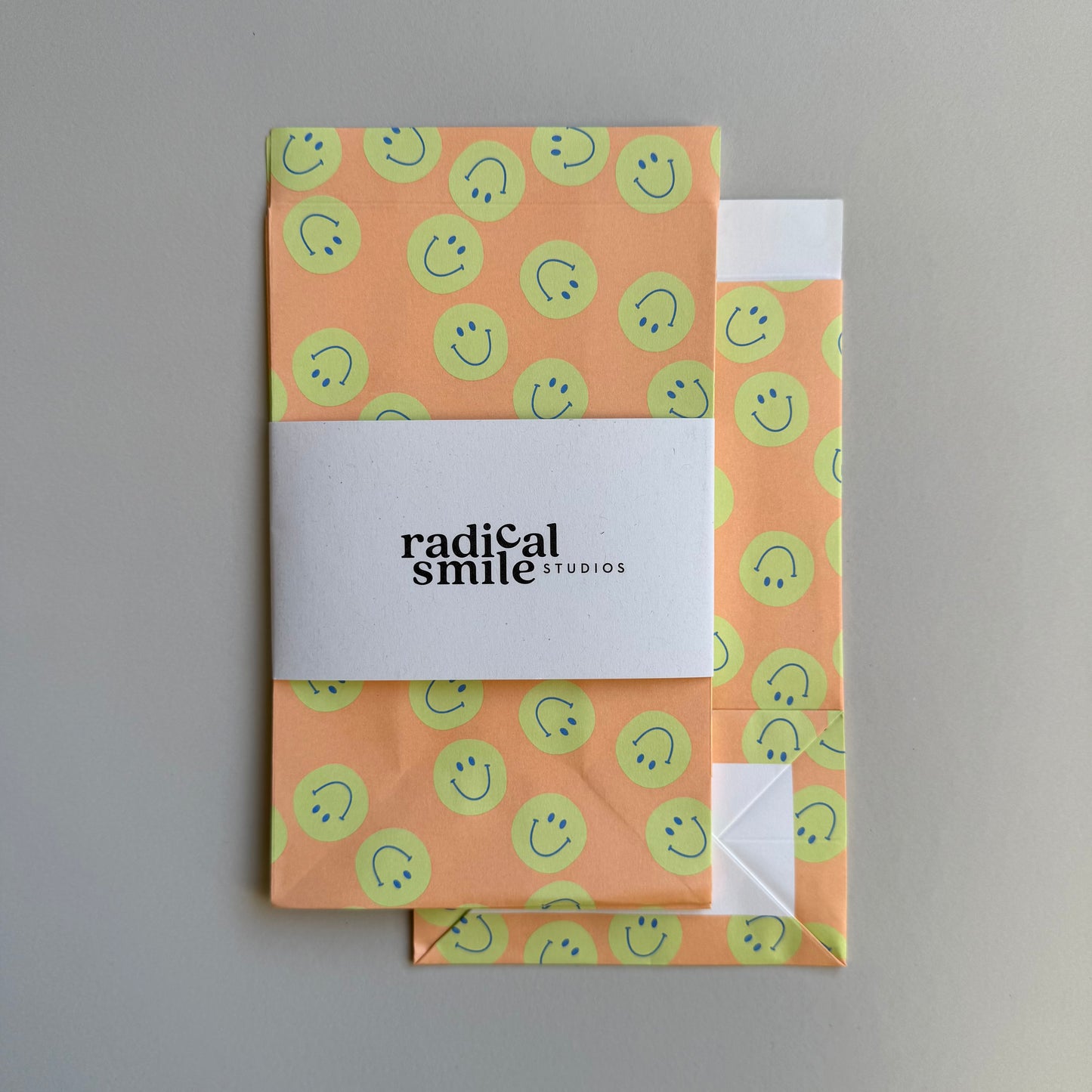 Blockbottombag - Smileys, apricot/lime