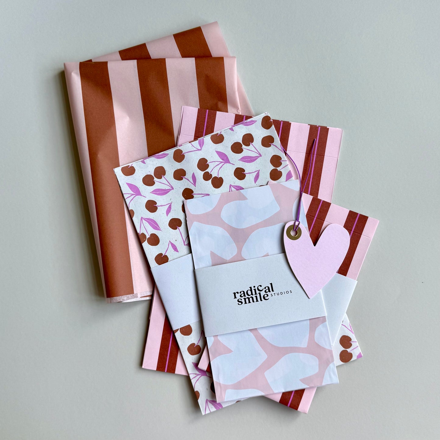 Seidenpapier - Blockstreifen, rosé/cognac