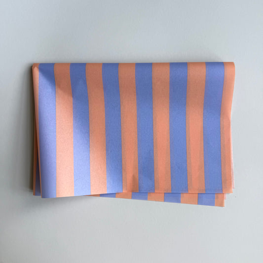 Seidenpapier - Blockstreifen, hellblau/peach