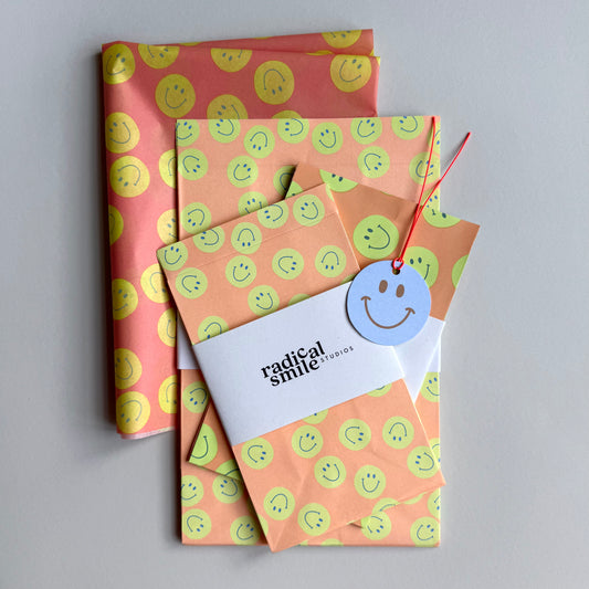 Blockbottombag - Smileys, apricot/lime