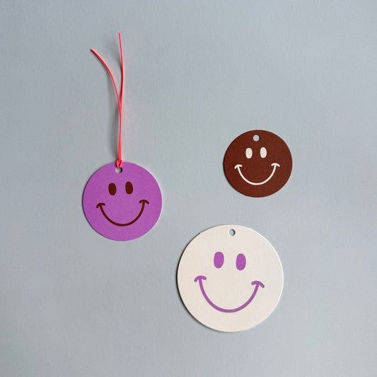 Geschenkanhänger Set - Smiley drei Größen, rosa