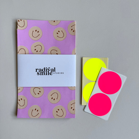 Goodie Bag Set Smiley - rosa, 2 Größen