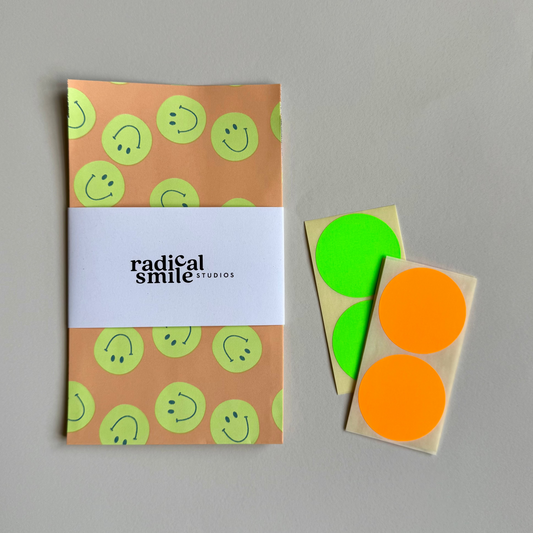 Goodie Bag Set Smiley - peach, 2 Größen