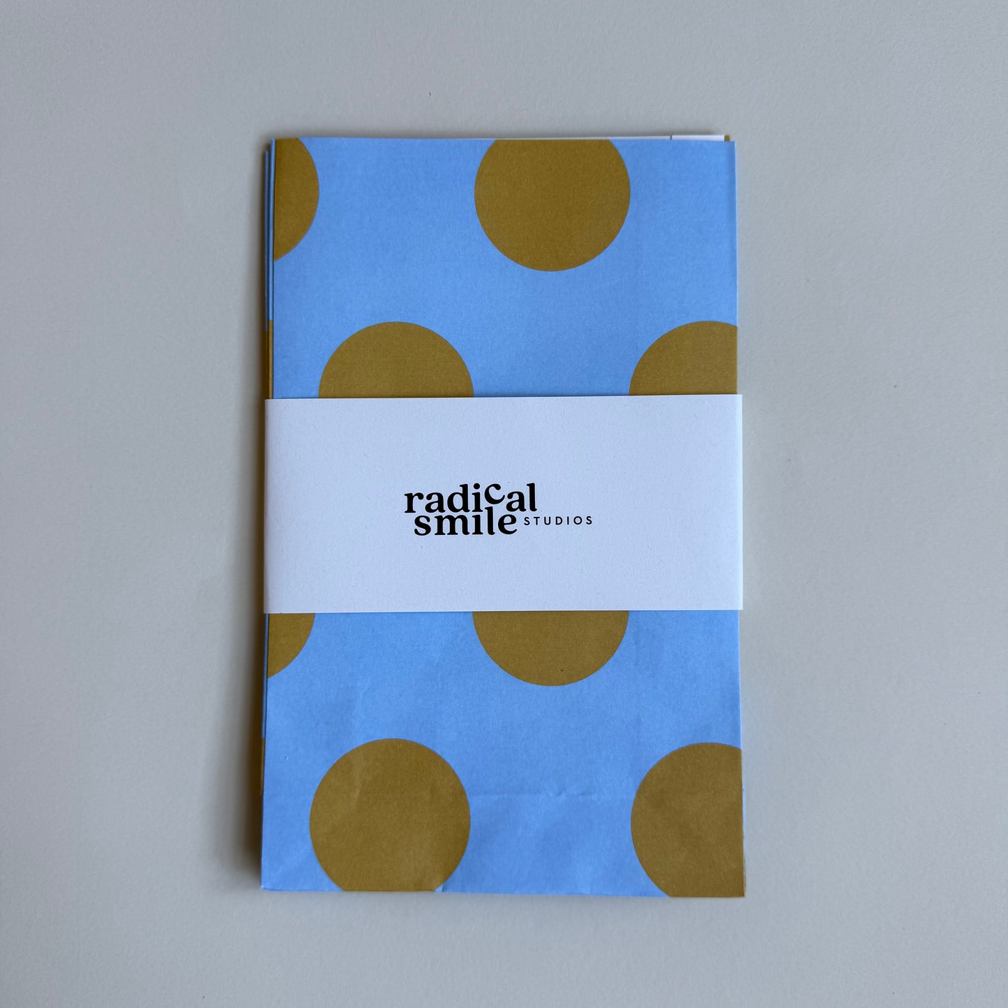 Blockbottombag - große Punkte, hellblau/oliv