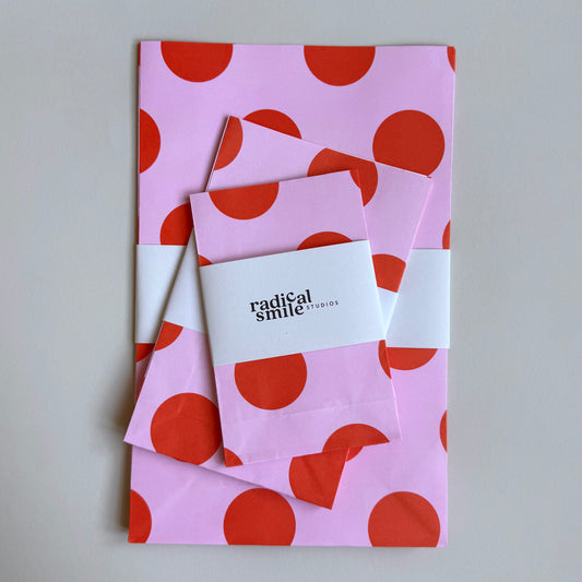 Blockbottombag - große Punkte, rosa/orange