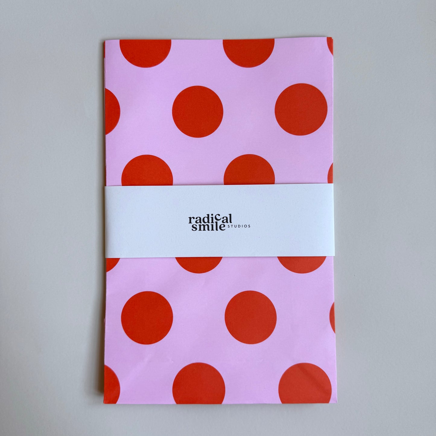 Blockbottombag - große Punkte, rosa/orange