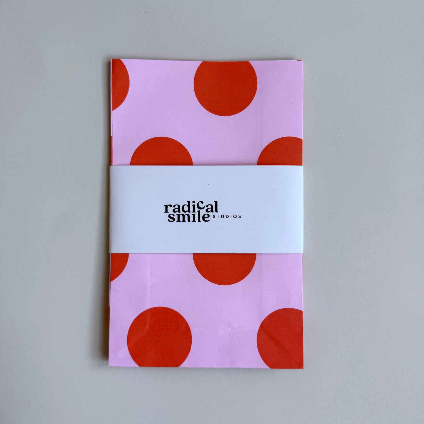 Blockbottombag - große Punkte, rosa/orange